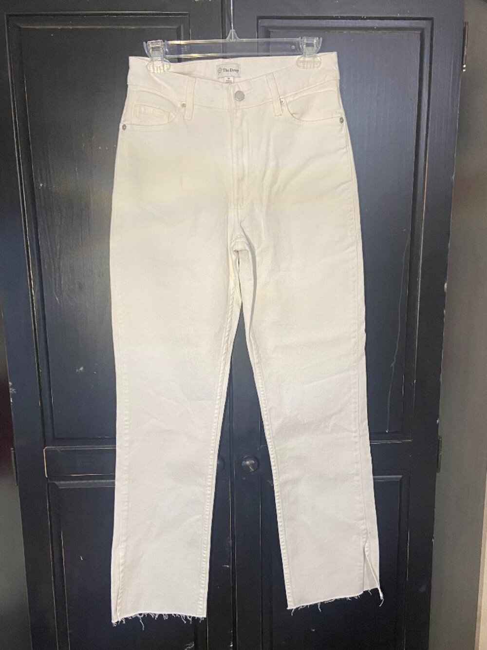 NWT High Waist Raw Hem Wide Leg White Jeans Capsule Summer Minimalist 26